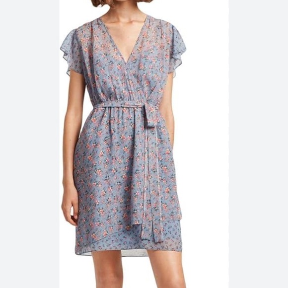 French Connection Floral V-Neck Mini Dress - Picture 1 of 6